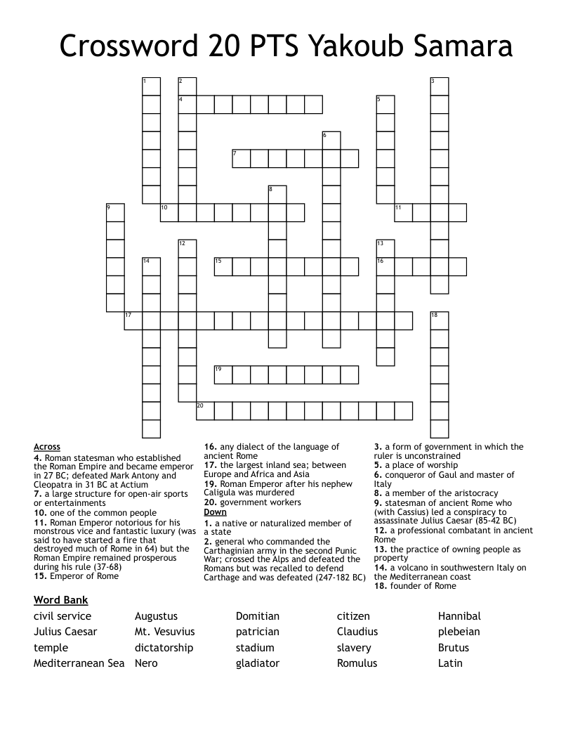 Crossword 20 PTS Yakoub Samara