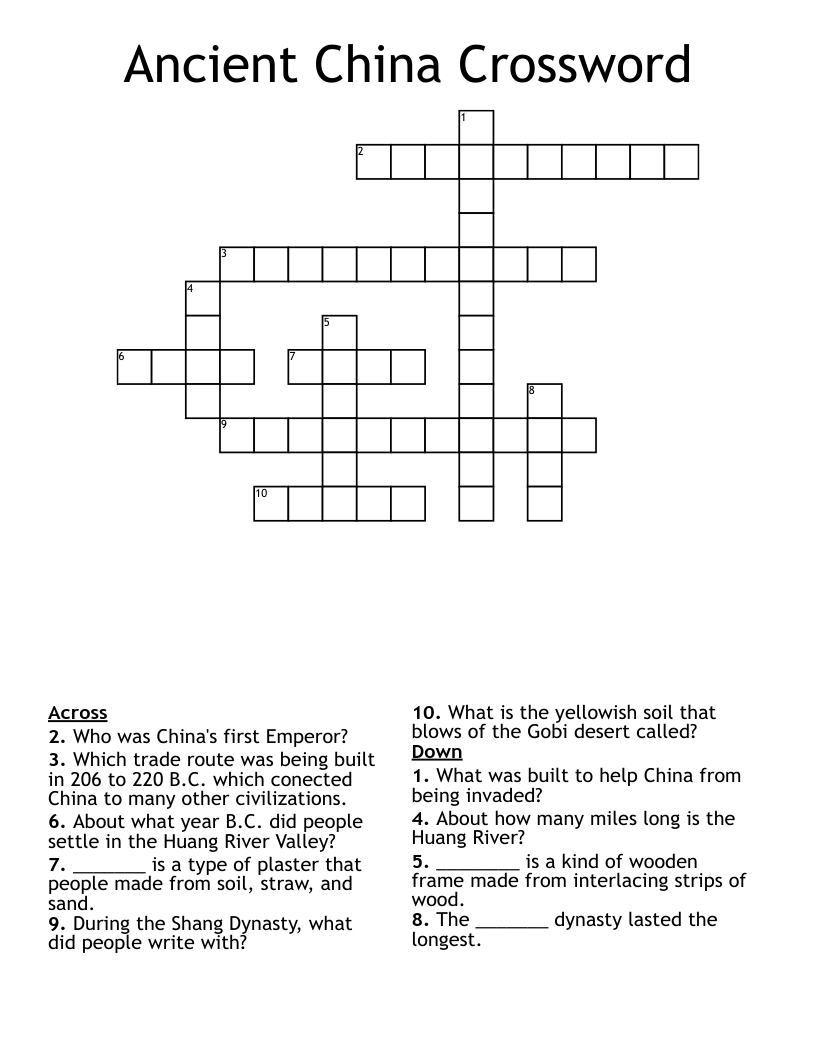 Ancient China Crossword