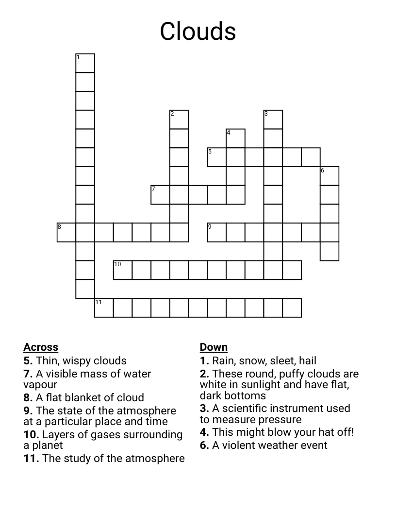 Clouds Crossword