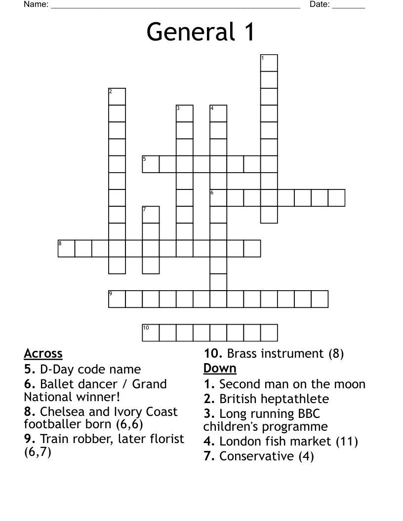 General 1 Crossword