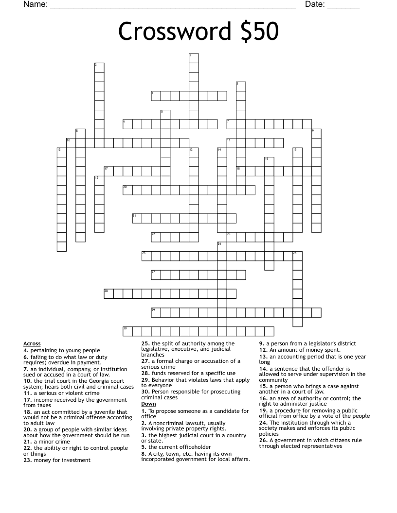 Crossword $50