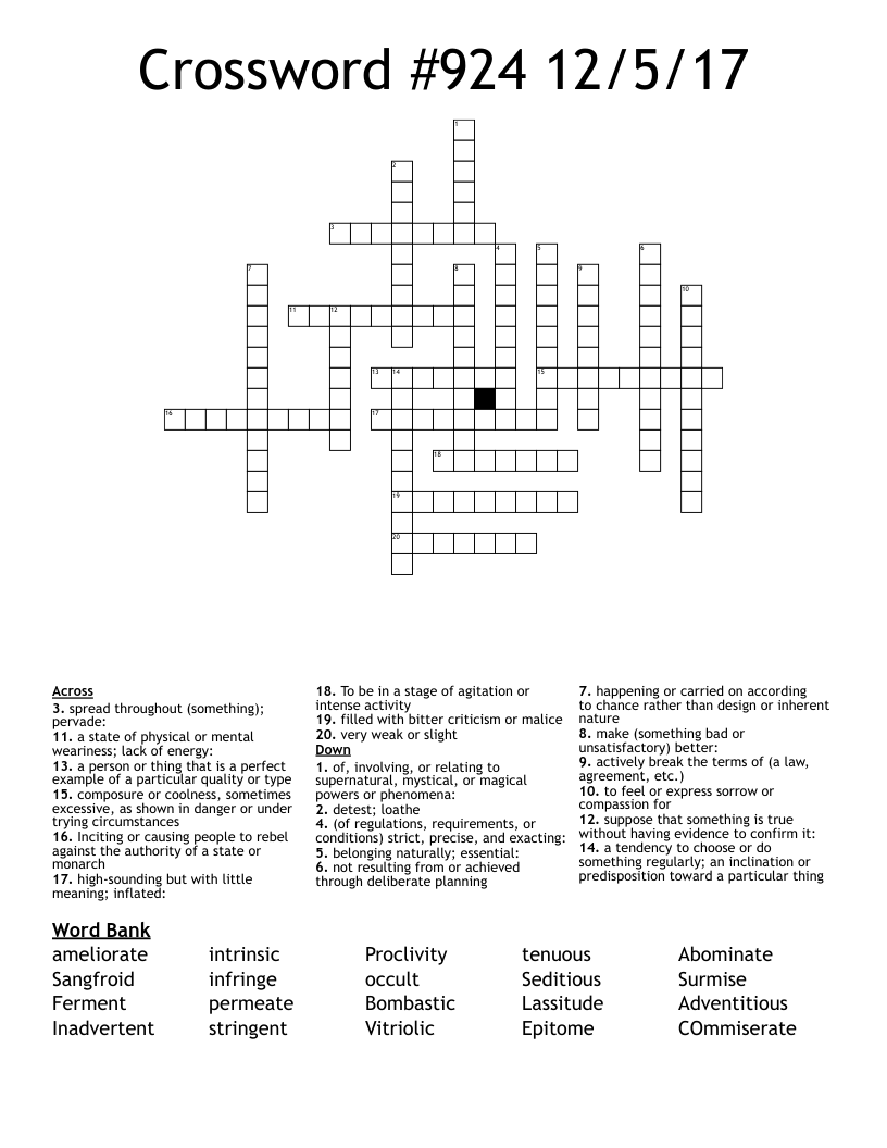 Crossword #924 12/5/17