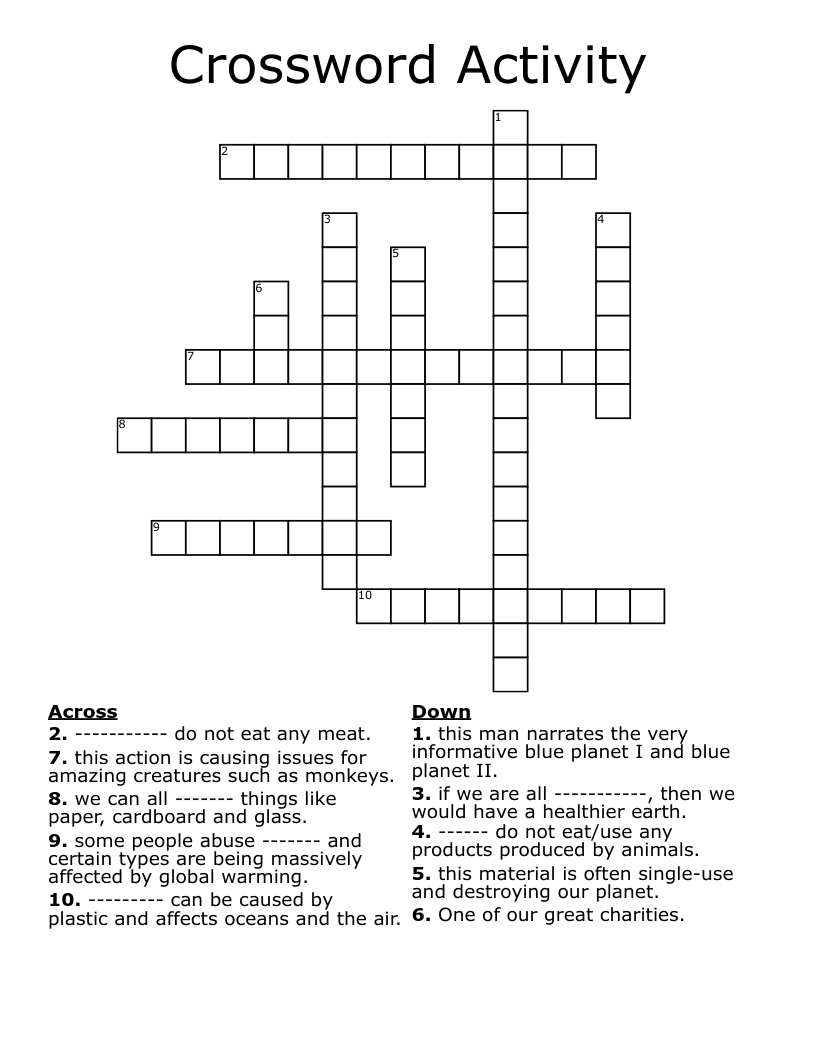 Crossword Activity
