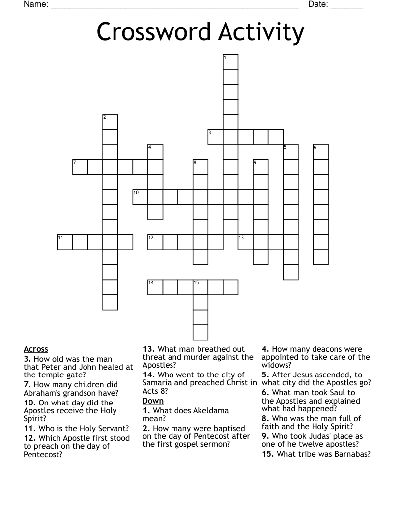 Crossword Activity