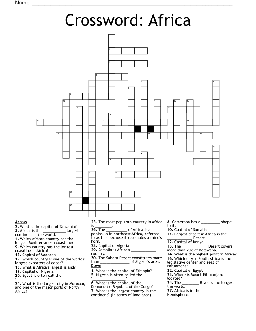 Crossword: Africa