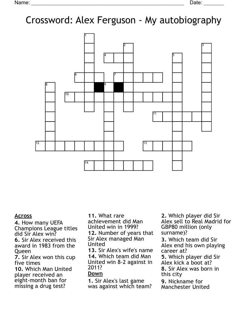Crossword: Alex Ferguson - My autobiography