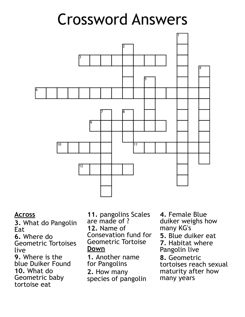 Crossword Answers 