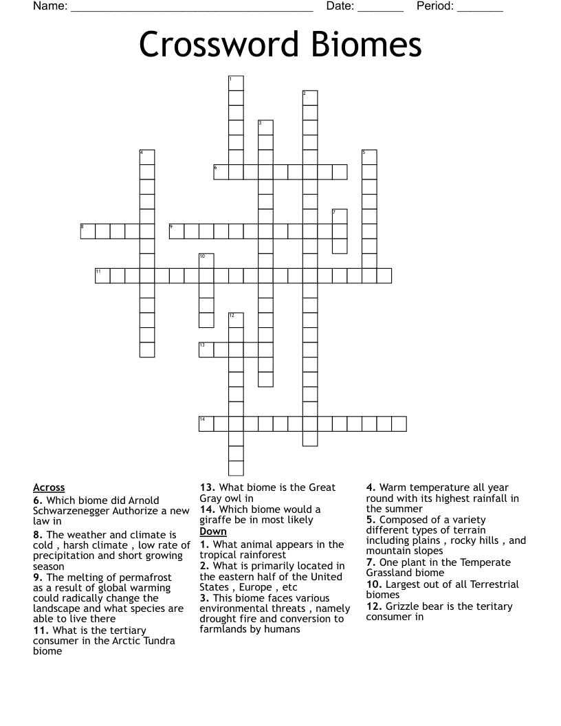 Crossword Biomes