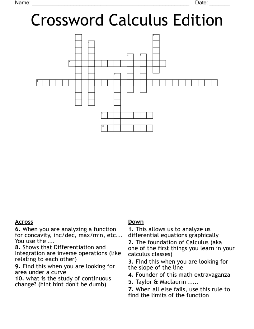 Crossword Calculus Edition