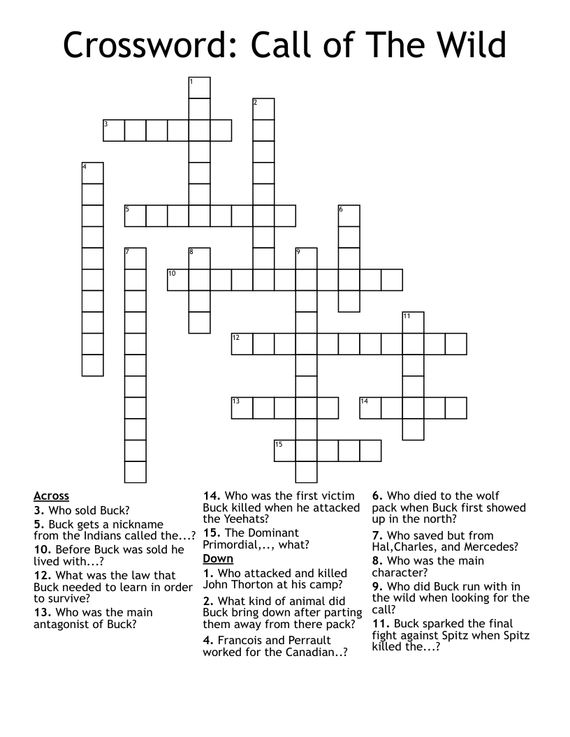Crossword: Call of The Wild