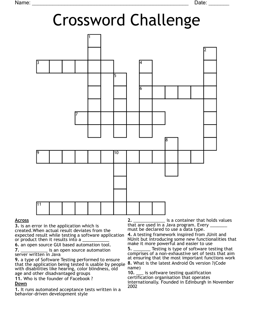Crossword Challenge  