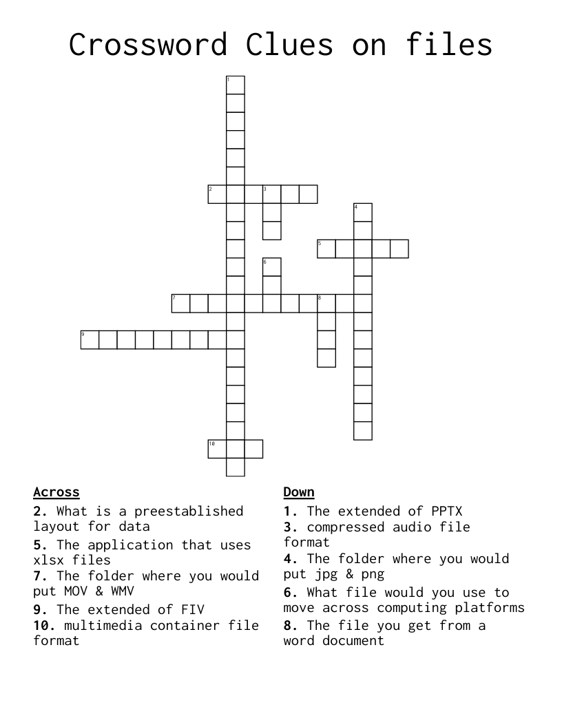 Crossword Clues on files