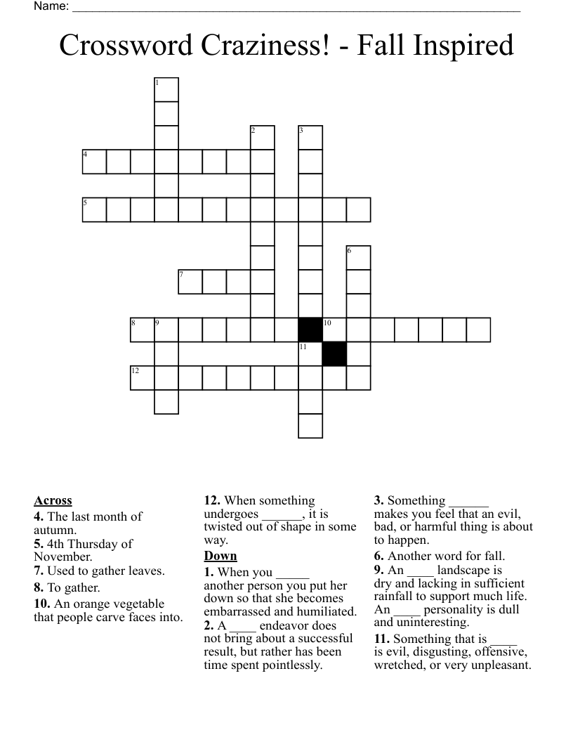 Crossword Craziness! - Fall Inspired