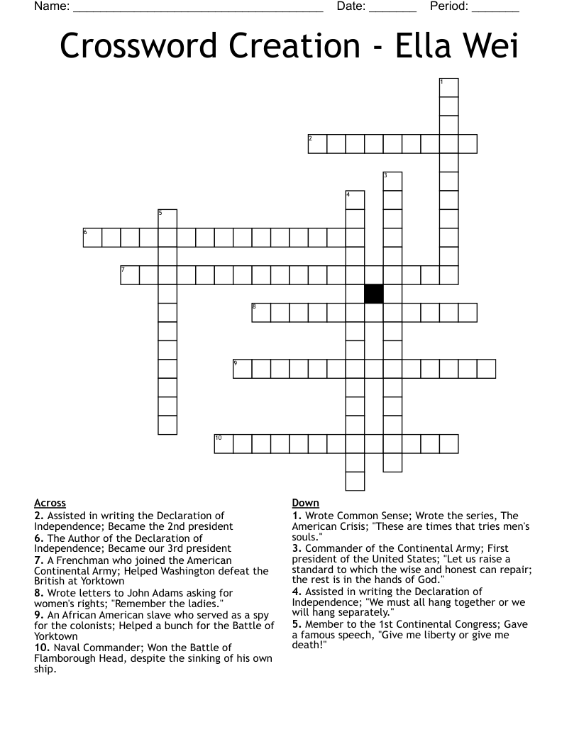 Crossword Creation - Ella Wei