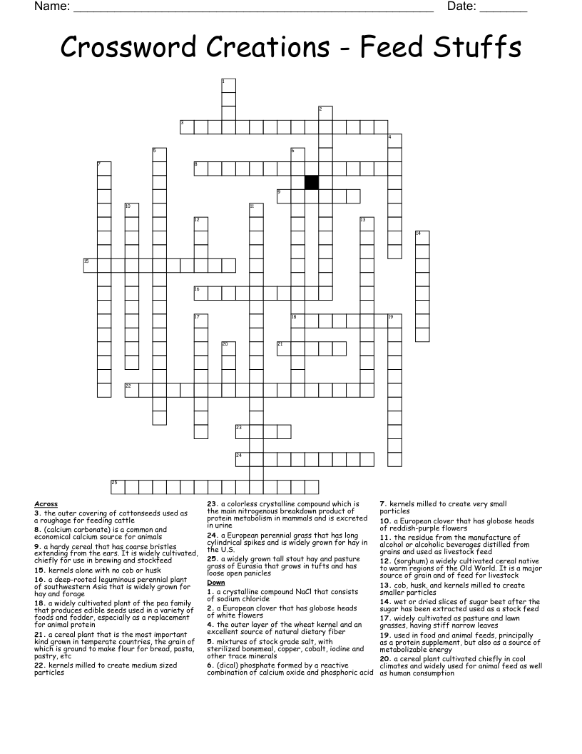 Crossword Creations - Feed Stuffs