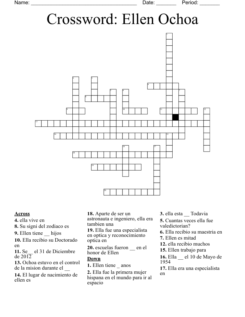 Crossword: Ellen Ochoa 