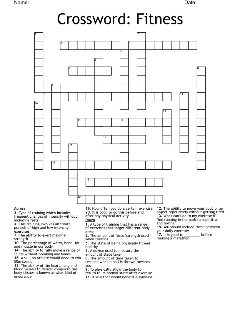Crossword: Fitness