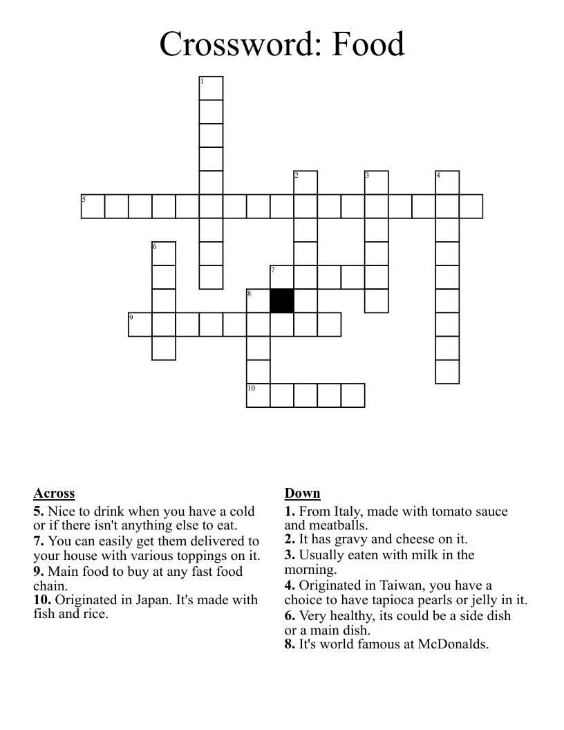 Crossword: Food
