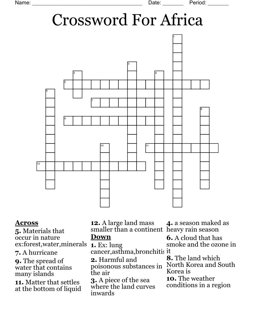 Crossword For Africa