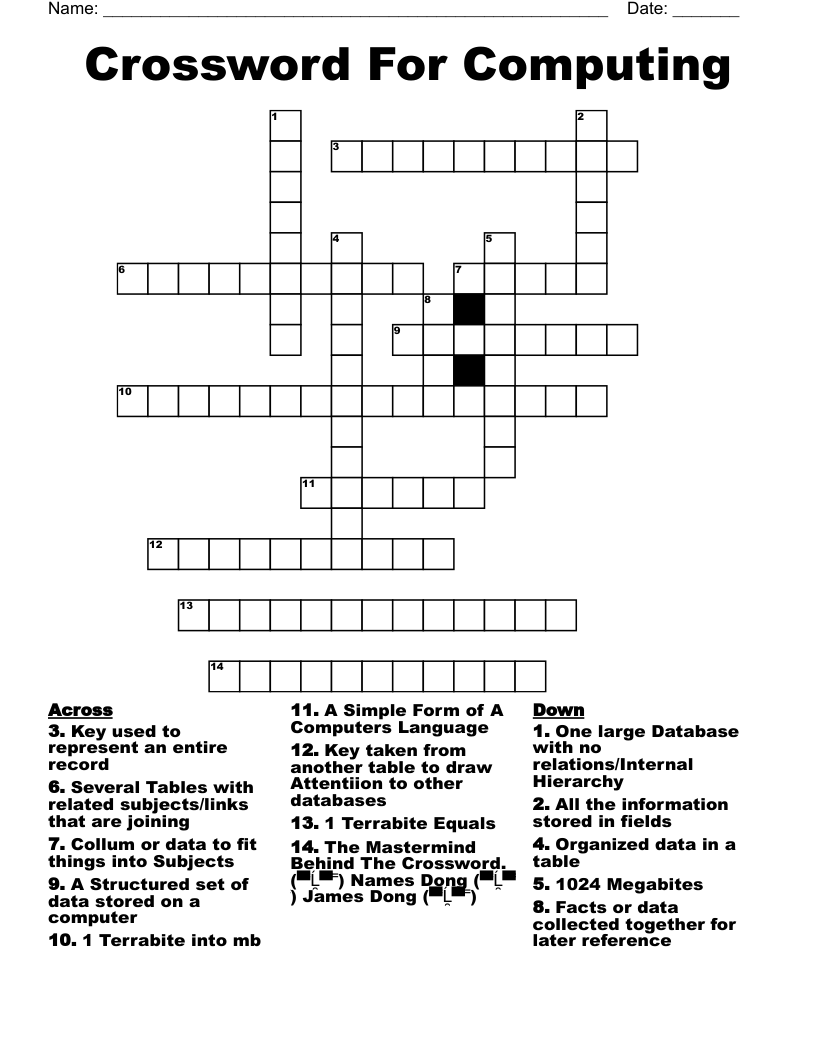 Crossword For Computing