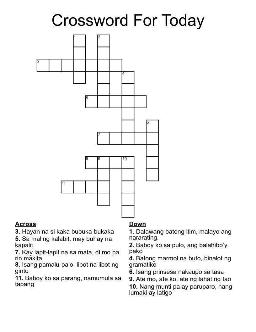 Crossword For Today
