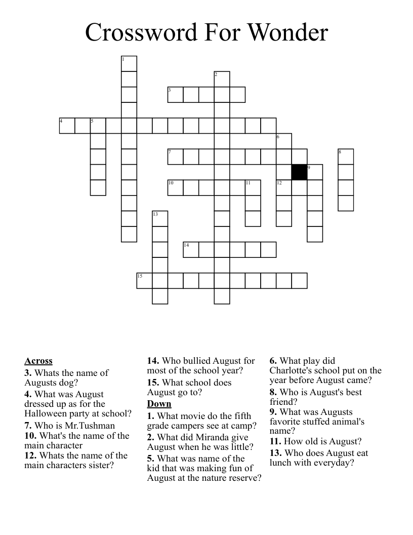 Crossword For Wonder