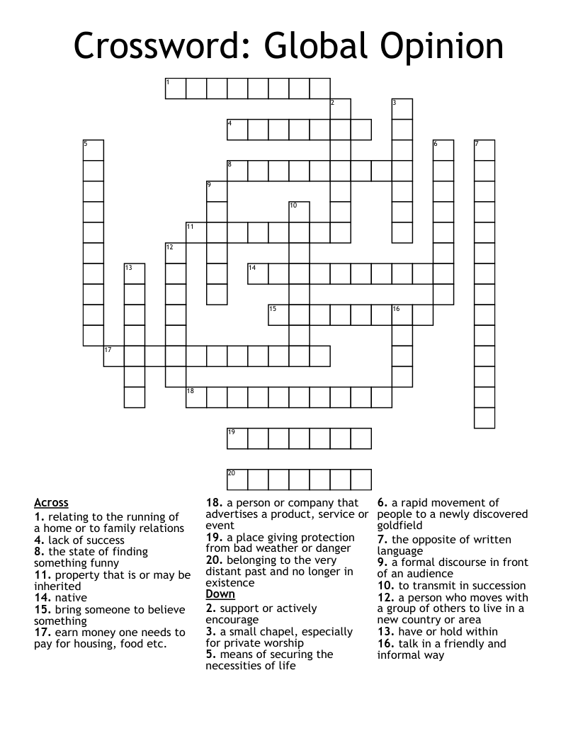 Crossword: Global Opinion