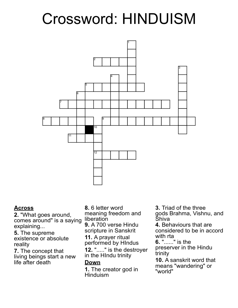 Crossword: HINDUISM