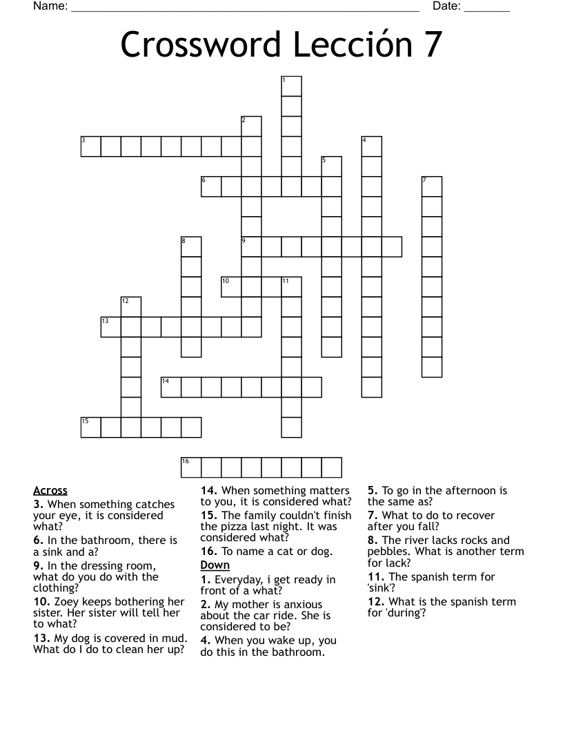 Crossword Lección 7