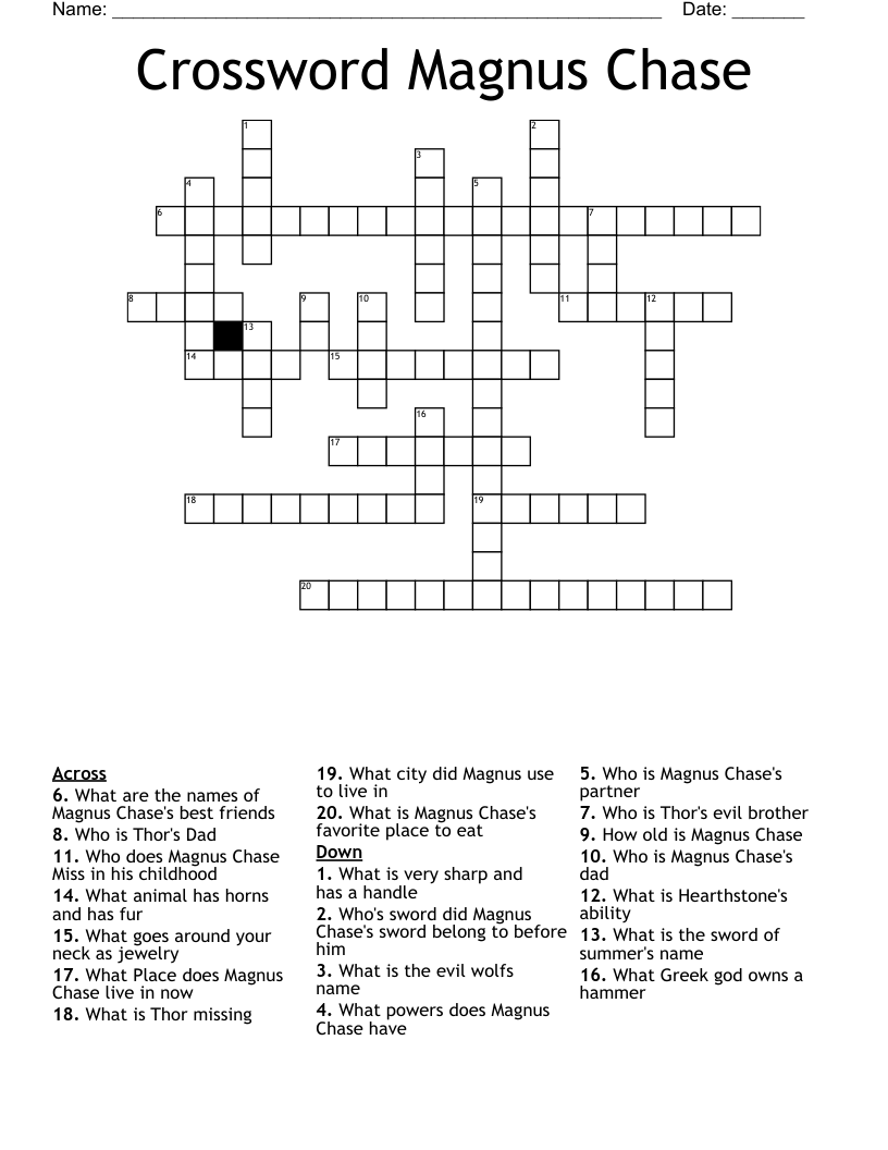 Crossword Magnus Chase