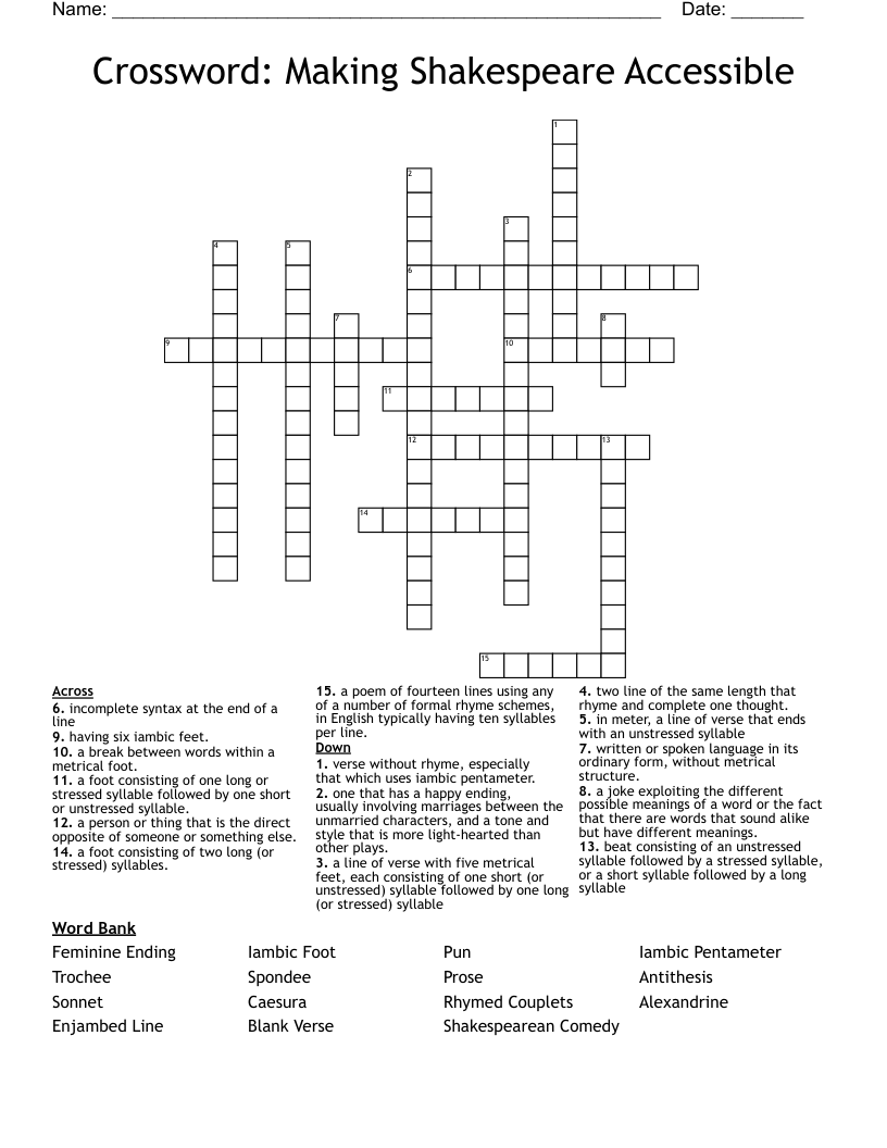 Crossword: Making Shakespeare Accessible