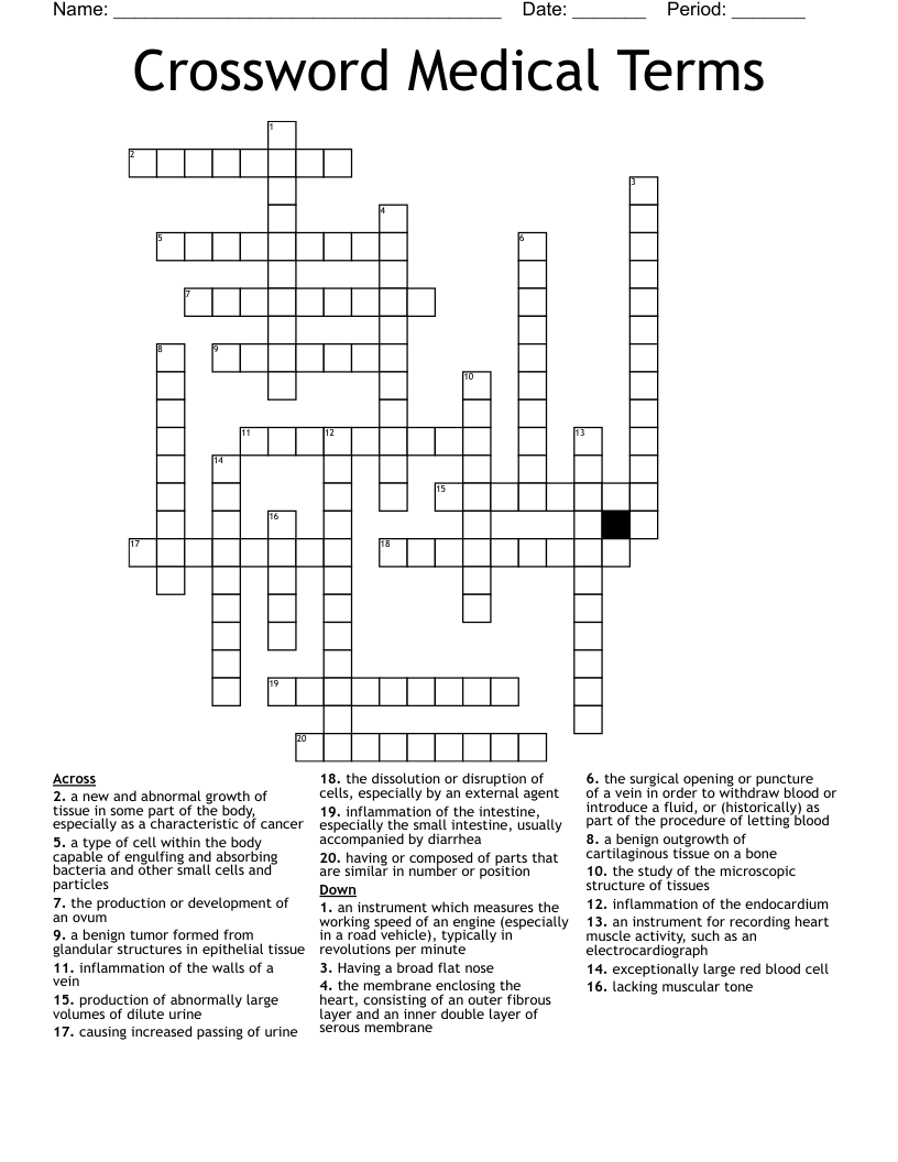 Crossword Medical Terms