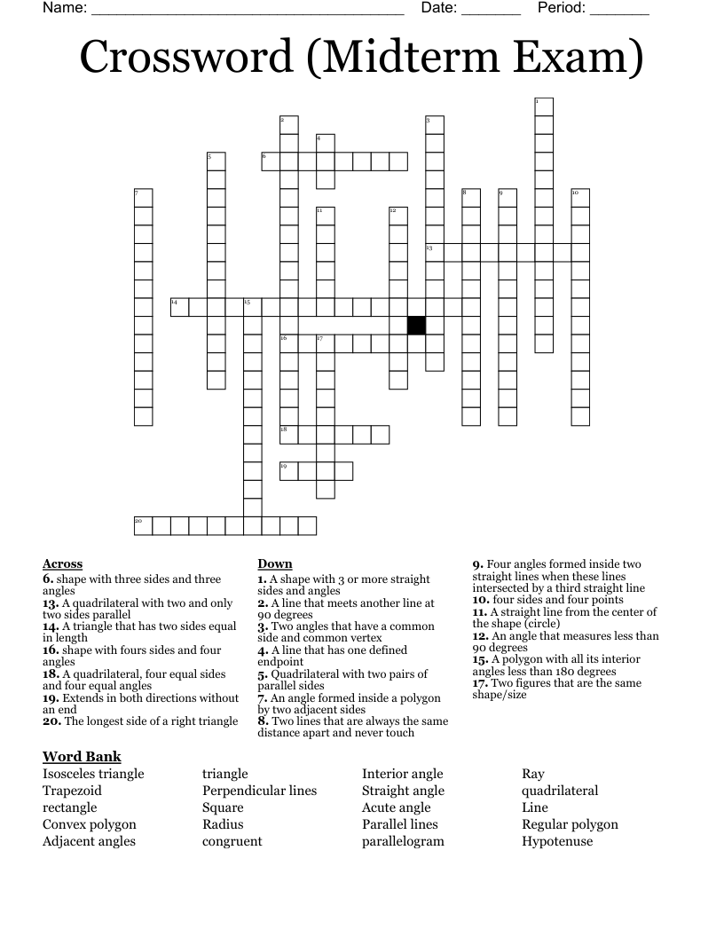 Crossword (Midterm Exam)