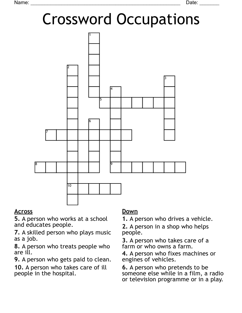 Crossword Occupations