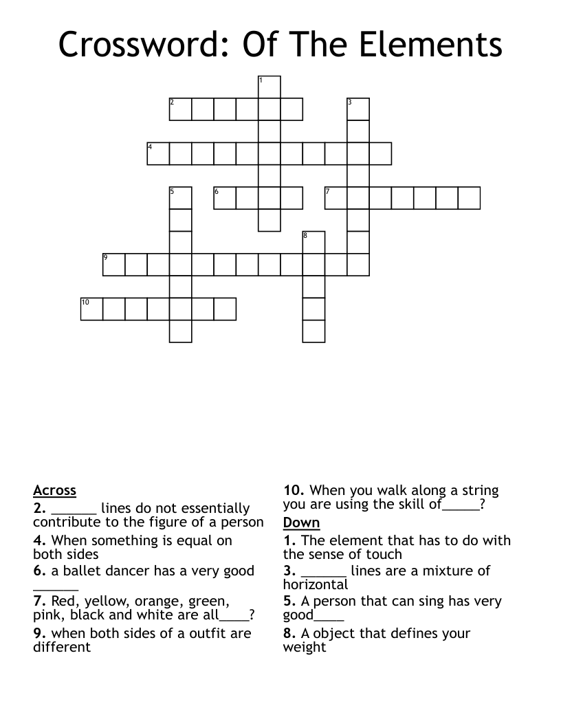Crossword: Of The Elements