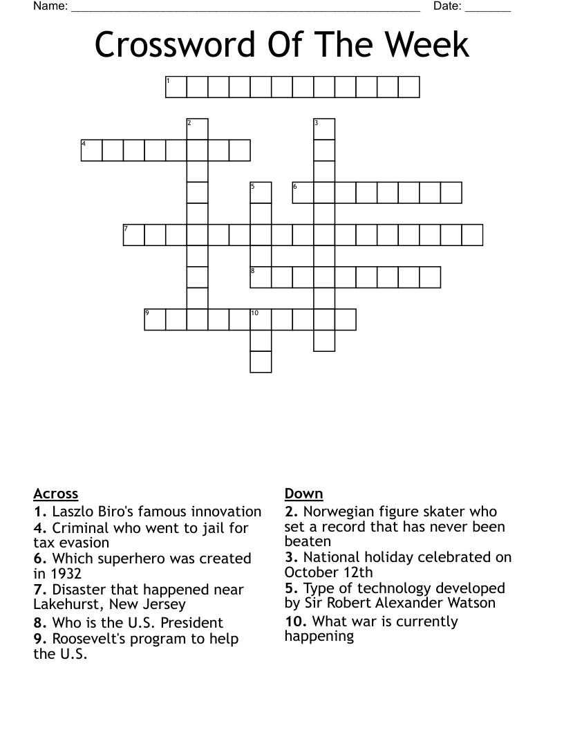 Crossword Of The Week