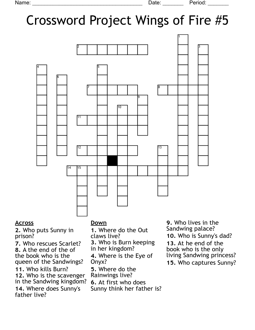 Crossword Project Wings of Fire #5