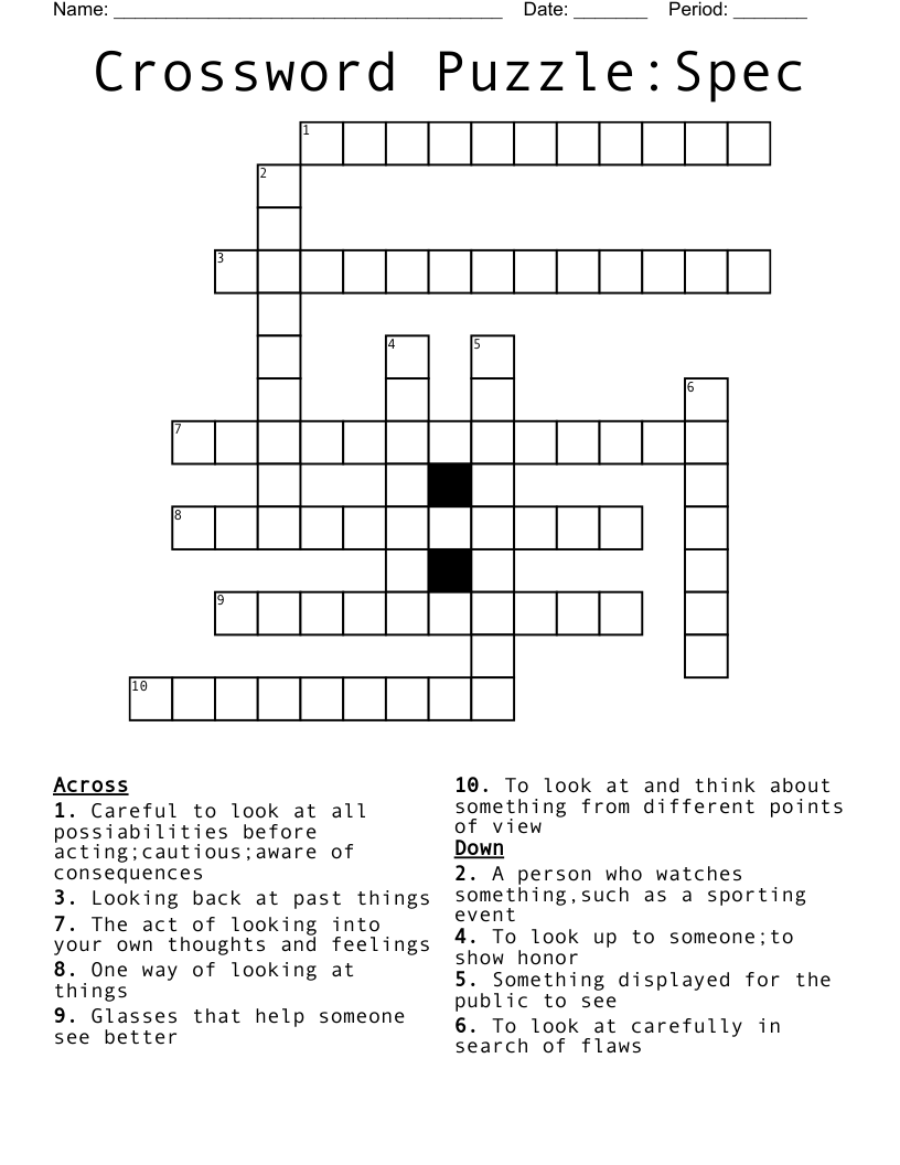 Crossword Puzzle:Spec