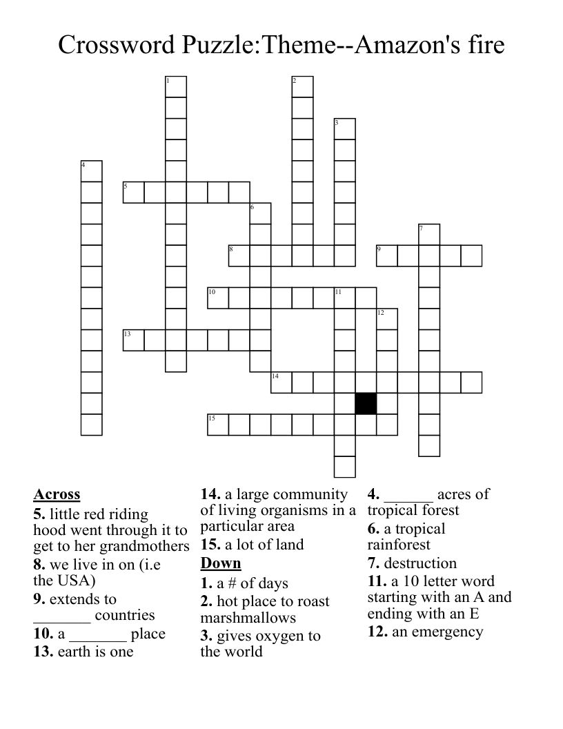Crossword Puzzle:Theme--Amazon's fire