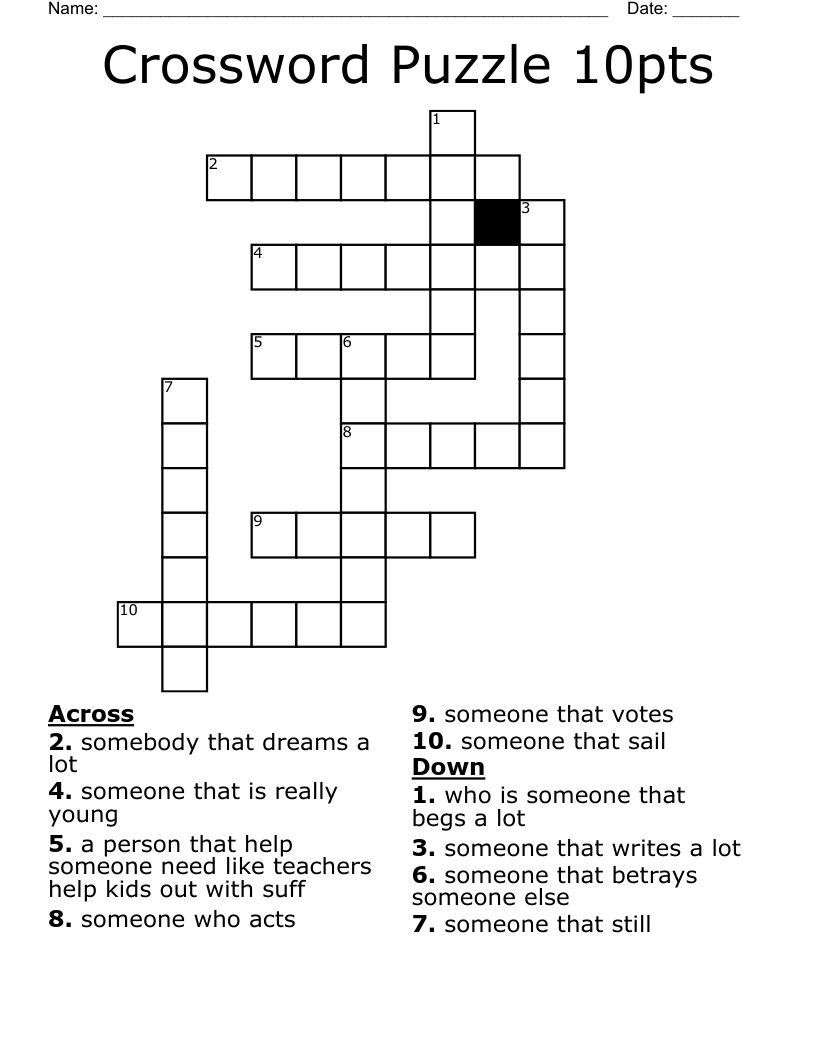 Crossword Puzzle 10pts