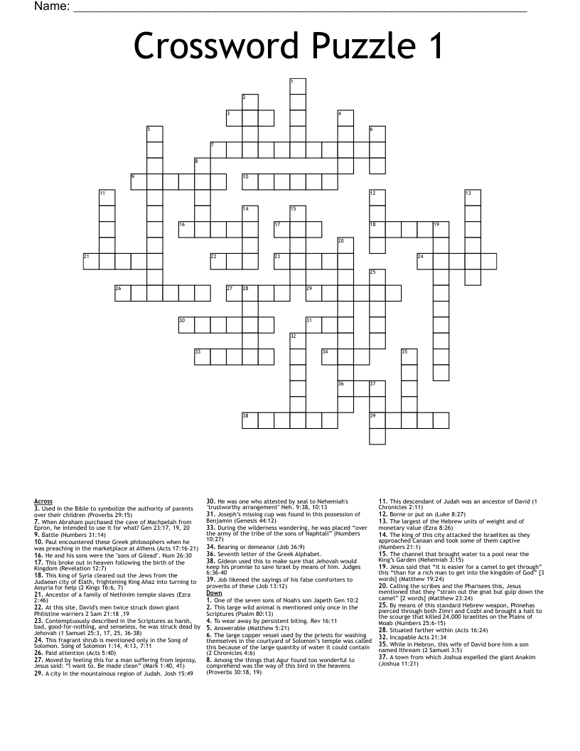 Crossword Puzzle 1 