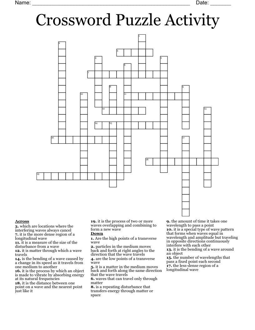 Crossword Puzzle Activity