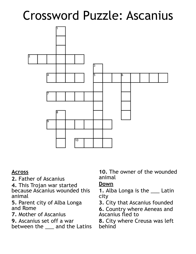 Crossword Puzzle: Ascanius