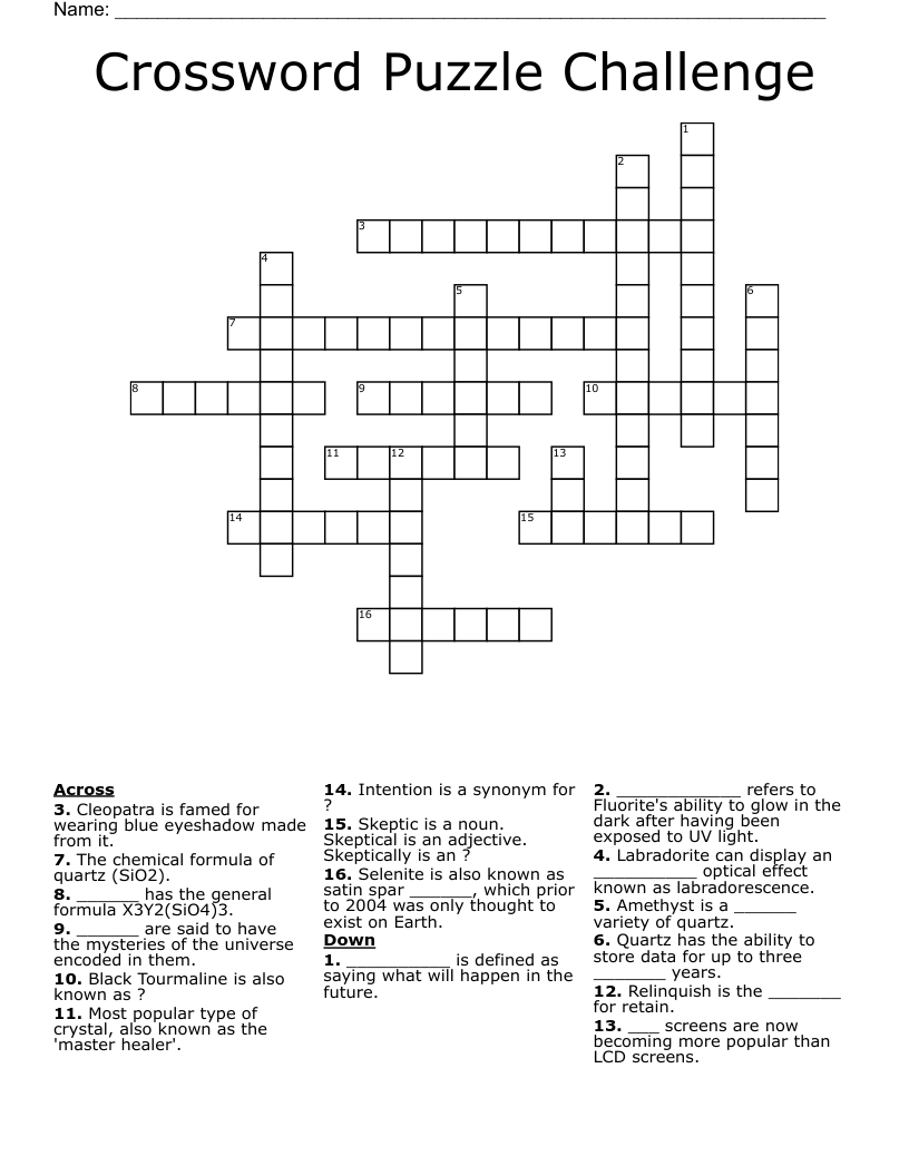 Crossword Puzzle Challenge