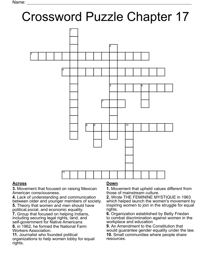 Crossword Puzzle Chapter 17