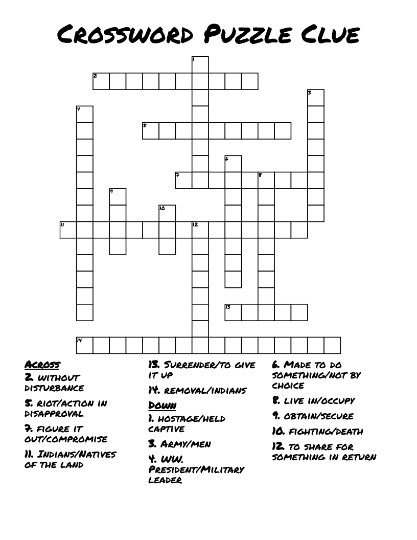 Crossword Puzzle Clue