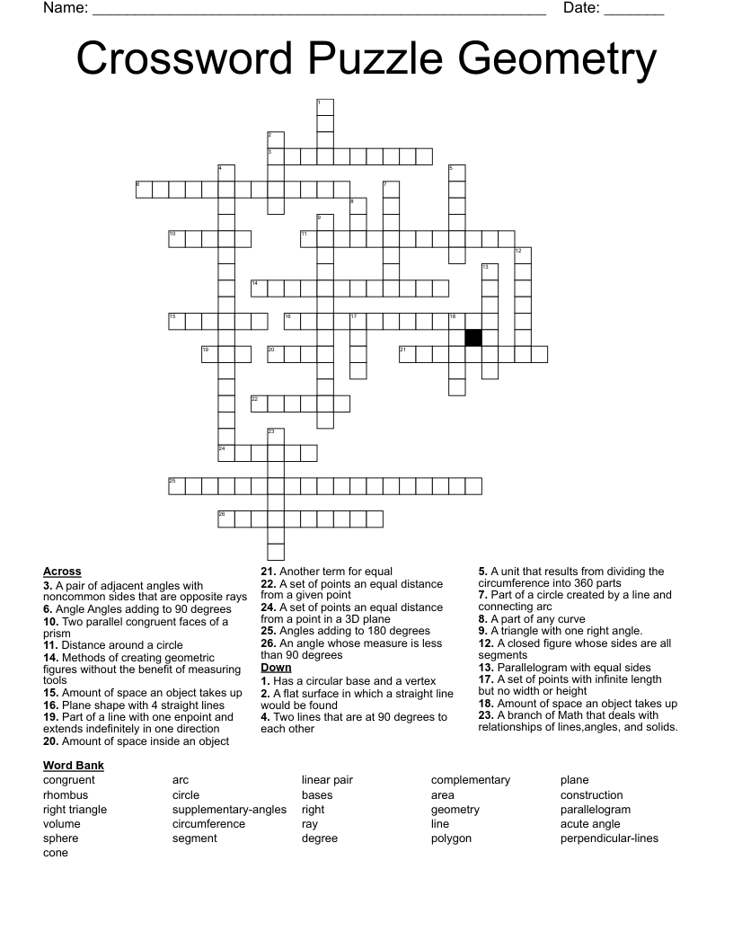 Crossword Puzzle Geometry
