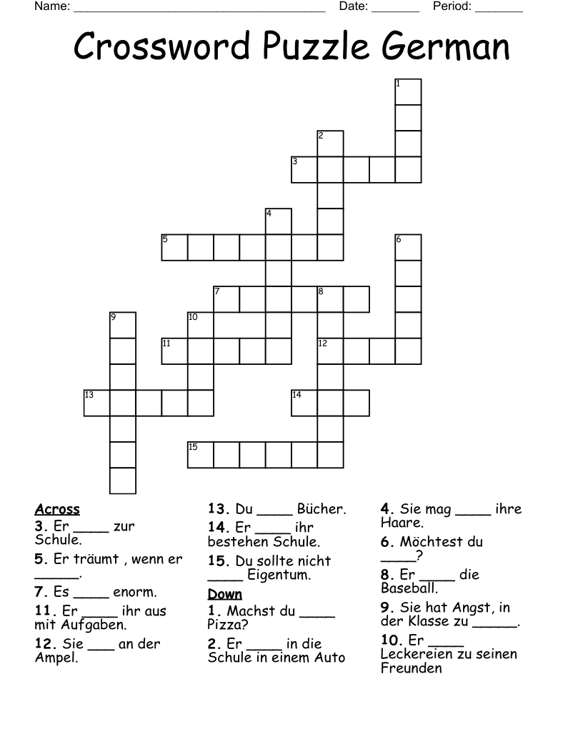 Crossword Puzzle German