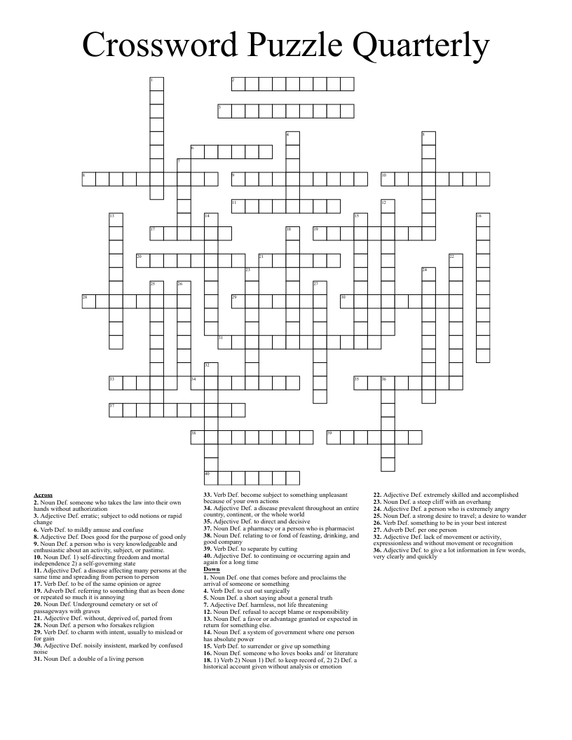 Crossword Puzzle Quarterly