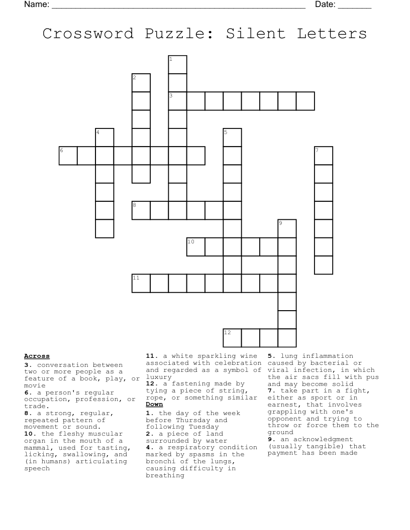 Crossword Puzzle: Silent Letters